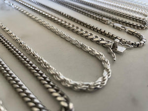 Silver Cuban Link Chain, Silver Rope Chain, Silver Cuban Link Bracelet, Silver Box Chain, Silver Franco Chain