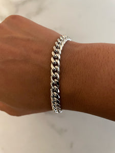 Silver Rhodium Miami Cuban Link Bracelet - 7mm