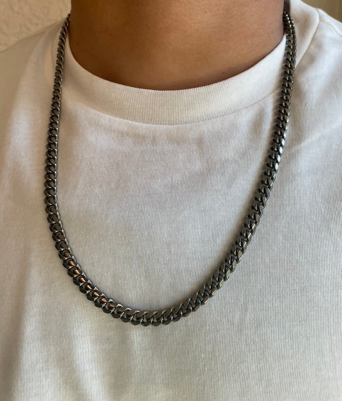 Black Miami Cuban Link Chain - 6.5mm